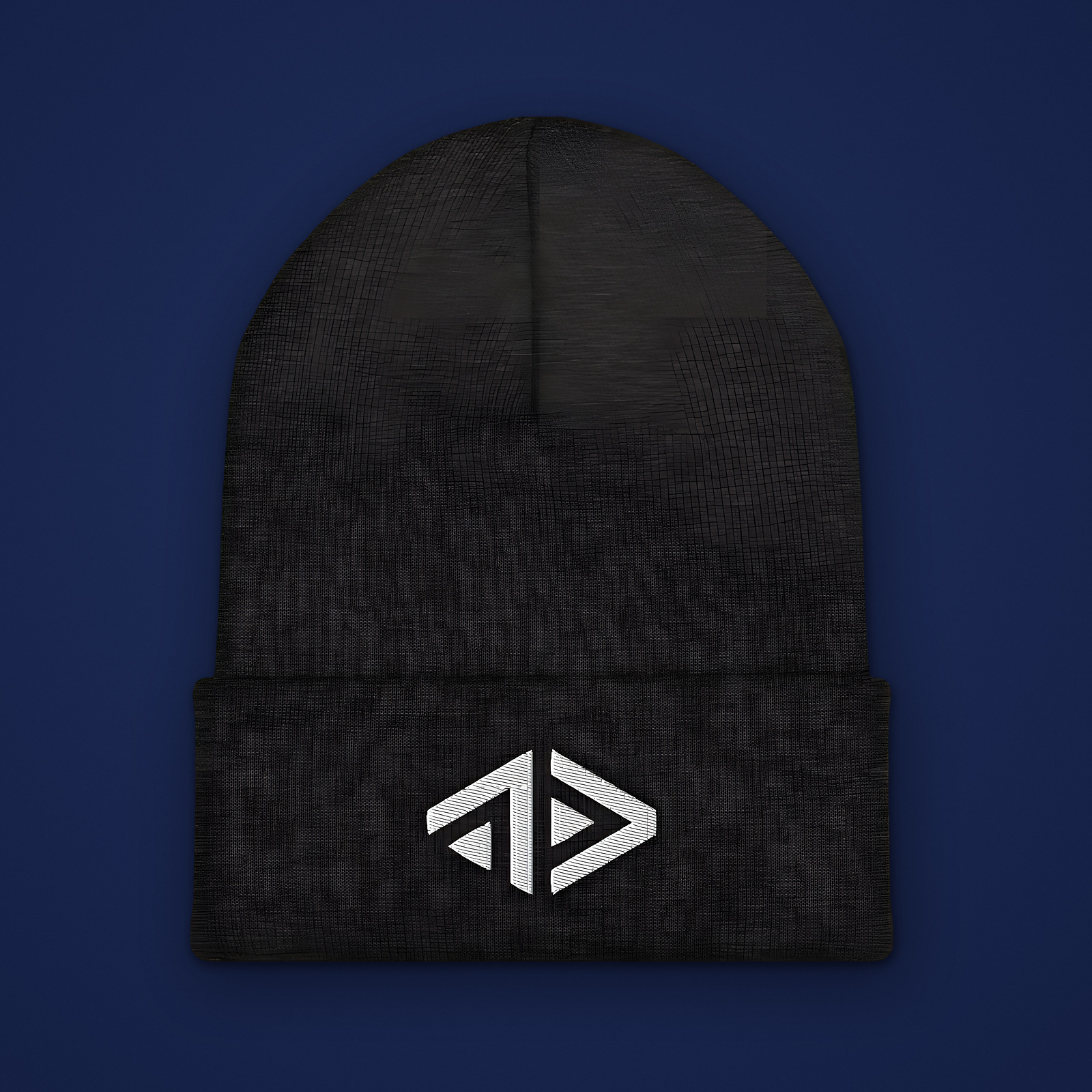 Awake & Dreaming embroidered cuffed beanie in dark grey, white raised-thread A&D mark