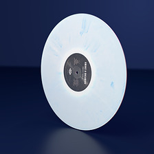 Inevitable on white and blue marbled vinyl, standing, black centre label with the Side A tracklist